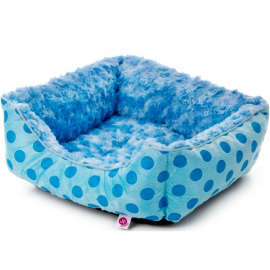 Culcus Imblanit Pentru Caini si Pisici, Plus Albastru cu Buline 45x40x16cm