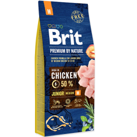 BRIT PREMIUM By Nature Junior Medium M, cu Pui, Hrana Uscata Caine Junior Talie Medie, 15kg