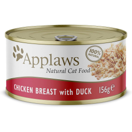 APPLAWS 100% Natural, Conserva Hrana Umeda Pisici, Piept de Pui si Rata in Supa, 156g
