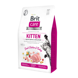 BRIT CARE Grain Free Kitten Healty Growth & Development, Hrana Uscata Hipoalergenica, Fara Cereale, Pisica, Mama si Puiul, 2kg