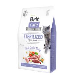BRIT CARE Grain Free Cat Sterelized Weight Control, Rata si Curcan, Hrana Uscata Hipoalergenica, Fara Cereale, Pisica Sterilizata Supraponderala, Controlul Greutatii, 2kg