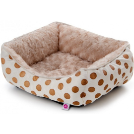 Culcus Imblanit Pentru Caini si Pisici, Plus Bej cu Buline 45x40x16cm