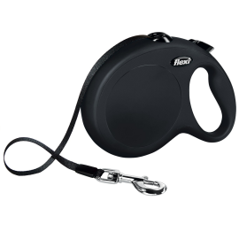 FLEXI New Classic Giant, Lesa Retractabila cu Banda, Caini Talie Mare Maxim 50kg, 8m - negru