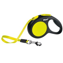 FLEXI New Classic Neon M, Lesa Retractabila cu Banda, Caini Maxim 25kg, 5m