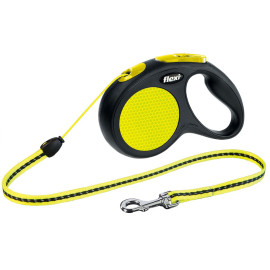 FLEXI New Classic Neon S, Lesa Retractabila cu Snur, Caini Maxim 12kg, 5m