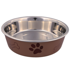 Castron Inox cu Invelis din Plastic, Pentru Caini, 0.75L