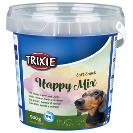 Recompense Pentru Caini, Soft Snack HAPPY MIX, cu Pui, Miel si Somon, 500g