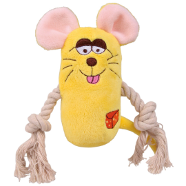 Jucarie Caini Figurine din Plus si Franghie, cu Sunet 13 cm