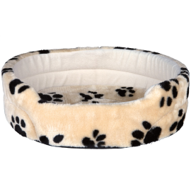 CHARLY Culcus Oval Pentru Caini, Plus Bej Cu Labute Negre, 65x55cm