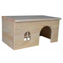 Casuta Lemn Acoperis Plat Pentru Cobai, Chinchilla, Iepuri 40x23x20cm