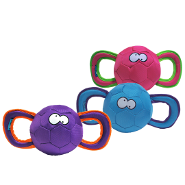 COOCKOO PULLY Jucarie Interactiva Pentru Caini, Minge Textila Robusta cu Manere, 18cm