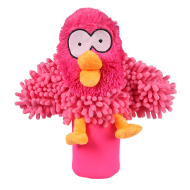 COOCKOO OOHOO, Jucarie Caini, Plus si Sticla Plastic, cu Squeaker, Roz, 27cm