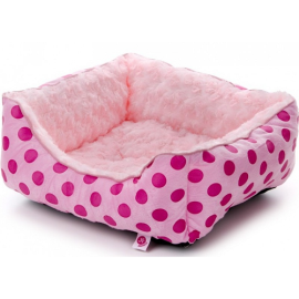 Culcus Imblanit Pentru Caini si Pisici, Plus Roz cu Buline 45x40x16cm