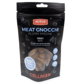 4DOGS ORIGINAL Collagen, Recompense Pentru Caini, Gnocchi cu Carne de Curcan si Pulbere din Coarne de Cerb, 100g