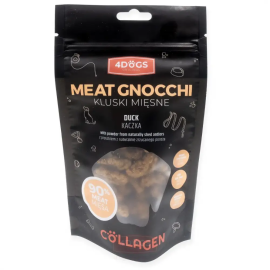 4DOGS ORIGINAL Collagen, Recompense Pentru Caini, Gnocchi cu Carne de Rata si Pulbere din Coarne de Cerb, 100g