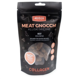 4DOGS ORIGINAL Collagen, Recompense Pentru Caini, Gnocchi cu Carne de Vita si Pulbere din Coarne de Cerb, 100g