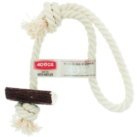 4DOGS ORIGINAL Loop S Mix, Jucarie de Ros Pentru Caini din Franghie si Coarne Cerb Rosu, 30cm