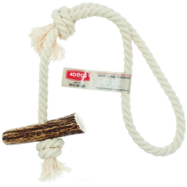 4DOGS ORIGINAL Loop XXL Mix, Jucarie de Ros Pentru Caini din Franghie si Coarne Cerb Rosu, 50cm