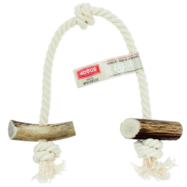 4DOGS ORIGINAL String Double S Mix, Jucarie de Ros Pentru Caini din Franghie si Coarne Cerb, 30cm