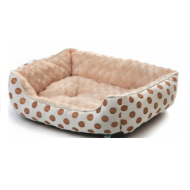 Culcus Imblanit Pentru Caini si Pisici, Plus Bej cu Buline 56x46x17cm