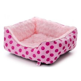 Culcus Imblanit Pentru Caini si Pisici, Plus Roz cu Buline 56x46x17cm