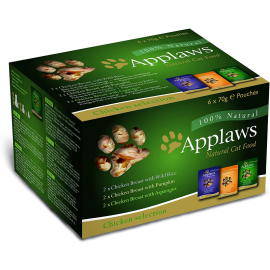 APPLAWS 100% Natural CHICKEN SELECTION, Bax Plicuri Hrana Umeda Pisici. Piept Pui in Supa, 6x70g
