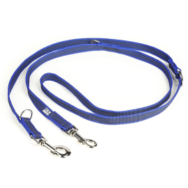  JULIUS K9 Lesa Antiderapanta cu Maner, Dublu Ajustabila, 2 Carabine, Albastra, 2.2m / 20mm, Caini Maxim 50kg