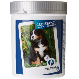 PET PHOS Croissance Ca/P=2 Special Grand Chien, Supliment Vitamino-Mineral Pentru Caini Talie Mare, 100tablete