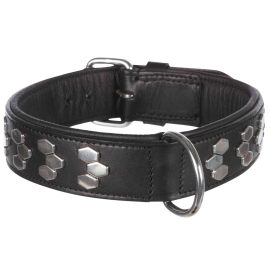 ACTIVE Zgarda din Piele Pentru Caini, Captusita, Neagra, Marime L-XL, 55-65cm | latime 40mm