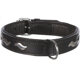 ACTIVE Zgarda din Piele Pentru Caini, Captusita, Neagra, Marime L-XL, 57-66cm | latime 30mm