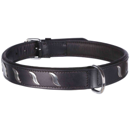 ACTIVE Zgarda din Piele Pentru Caini, Captusita, Neagra, Marime S-M, 34-40cm | latime 22mm