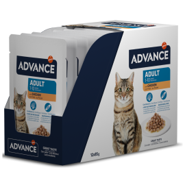 ADVANCE Cat Adult, cu Pui, Bax Plicuri Hrana Umeda Pentru Pisici Adulte (bucatele carne in sos), 12x85g