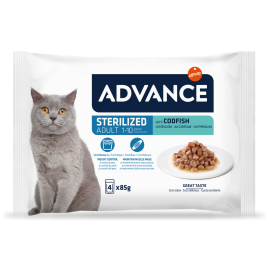 ADVANCE Cat Adult Sterelized, cu Ton, Multipack Plicuri Hrana Umeda Pisici Adulte Sterilizate (bucatele carne in sos), 4x85g