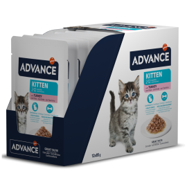 ADVANCE Cat Kitten, cu Curcan, Bax Plicuri Hrana Umeda Pentru Pui de Pisica (bucatele carne in sos) 12x85g