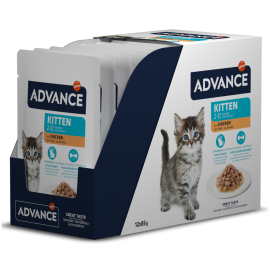 ADVANCE Cat Kitten, cu Pui, Bax Plicuri Hrana Umeda Pentru Pui de Pisica (bucatele carne in sos) 12x85g