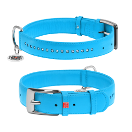 WAUDOG Glamour, Zgarda Piele Pentru Caini, cu Smart ID Tag si Pietre Semipretioase, Marime S 27-36cm