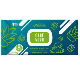 RECORD Servetele Umede Antibacteriene, cu Extracte Organice Vegetale, Aloe Vera, Pentru Caini si Pisici, 40Buc