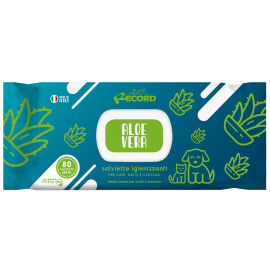 RECORD Servetele Umede Antibacteriene, cu Extracte Organice Vegetale, Aloe Vera, Pentru Caini si Pisici, 80Buc