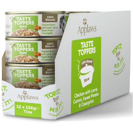 APPLAWS 100% Natural, Bax Conserve Hrana Umeda Caine, Piept de Pui si Miel, 12x156g