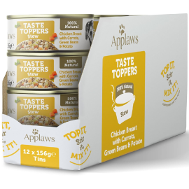APPLAWS 100% Natural, Bax Conserve Hrana Umeda Caine, Piept de Pui si Vegetale, 12x156g
