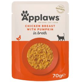 APPLAWS 100% Natural, Plic Hrana Umeda Pisici, Piept de Pui si Dovleac, in Supa, 70g