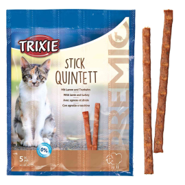 Batoane Pisici QUINTETT STICKS cu Miel si Curcan, 5buc x 5g