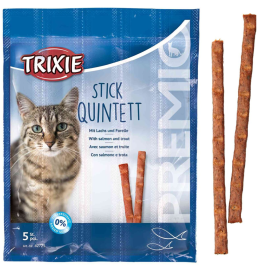 Batoane Pisici QUINTETT STICKS cu Somon si Pastrav, 5buc x 5g