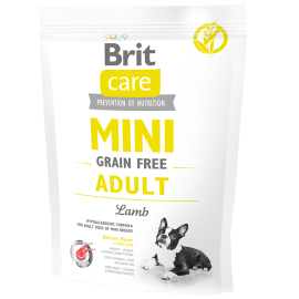 BRIT CARE Mini Grain Free Adult, cu Miel, Hrana Uscata Hipoalergenica, Fara Cereale, Caine, Digestie Optima, 400g