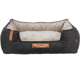 BE NORDIC Culcus Pentru Caini Talie Mare, Robust, cu Saltea Groasa Nedetasabila, Negru si Gri, 100x80cm