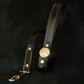 BESTIA DOG GEAR "Maximus" Negru, Lesa din Piele Pentru Caini Talie Mare, 90cm / 3cm