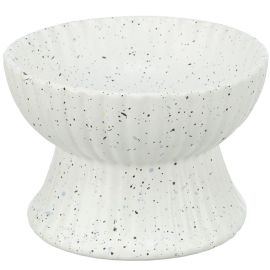 Bol din Ceramica Pentru Pisici, Ridicat si cu Forma Ergonomica, Alb, 200ml | 13cm