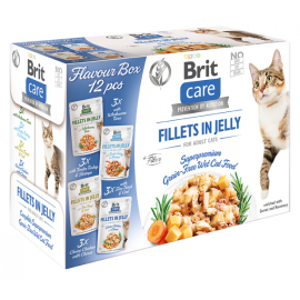 BRIT CARE Cat Flavour Box Fillet in Jelly, Set Plicuri Hrana Umeda Fara Cereale Pentru Pisici Adulte (fillet in sos) 12x85g
