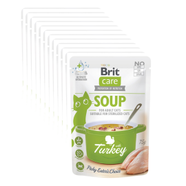 BRIT CARE Cat Soup, cu Curcan, Set Plicuri Hrana Umeda Pentru Pisici (supă cremoasă), 12x75g