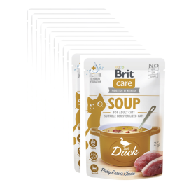 BRIT CARE Cat Soup, cu Rață, Set Plicuri  Hrana Umeda Pentru Pisici Sterilizate (supă cremoasă), 12x75g
